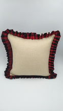Load image into Gallery viewer, Pillow Covering Buffalo Plaid (red/black) Trimmed
