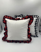 Load image into Gallery viewer, Pillow Covering Buffalo Plaid (red/black) Trimmed
