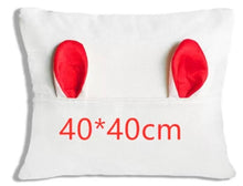 Load image into Gallery viewer, Pillow covering-Faux Burlap with Bunny Ears and pocket

