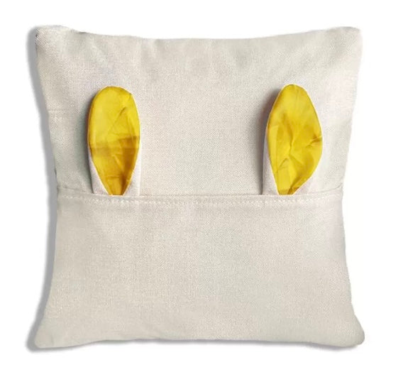 Pillow covering-Faux Burlap with Bunny Ears and pocket