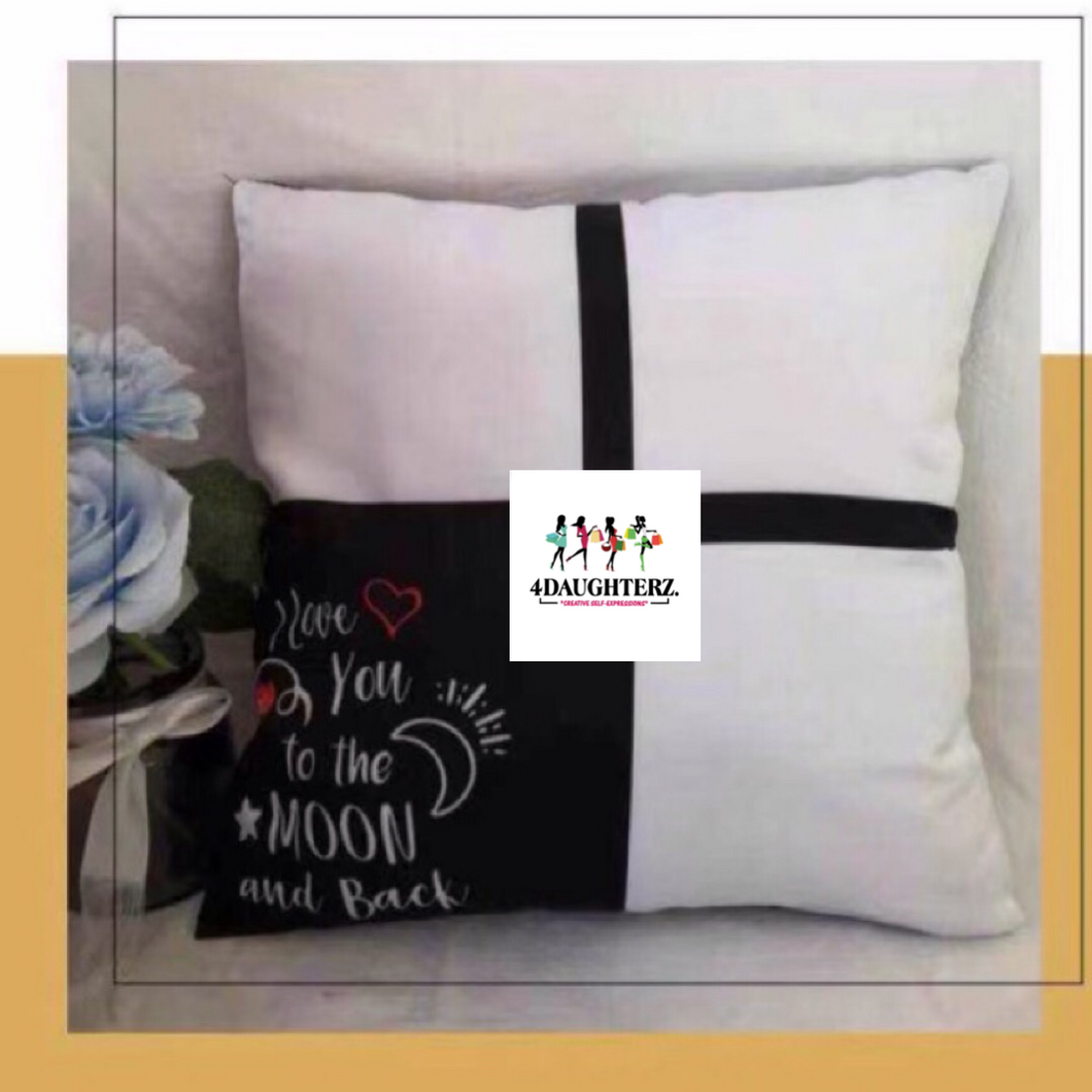 I Love You to the Moon and Back  3 photo panel pillow covering (15x15)