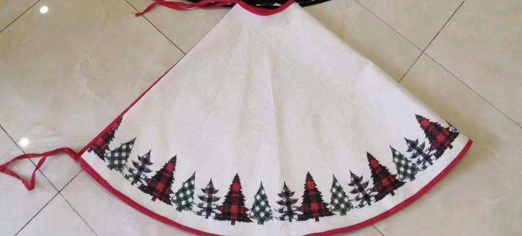 Christmas tree skirt w/Christmas tree design (sublimation-Burlap)